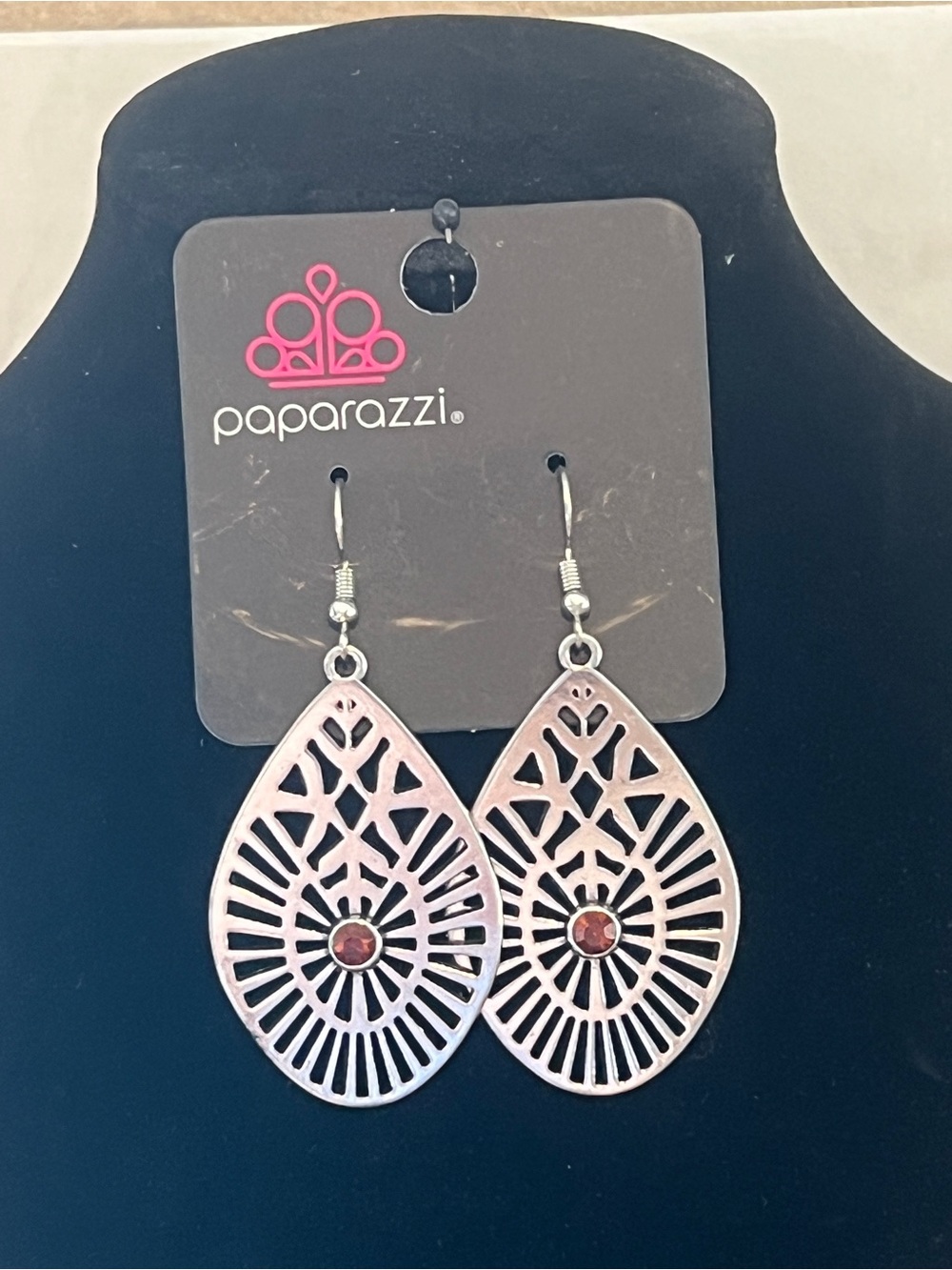 Paparazzi Brown Teardrop Filigree Earrings